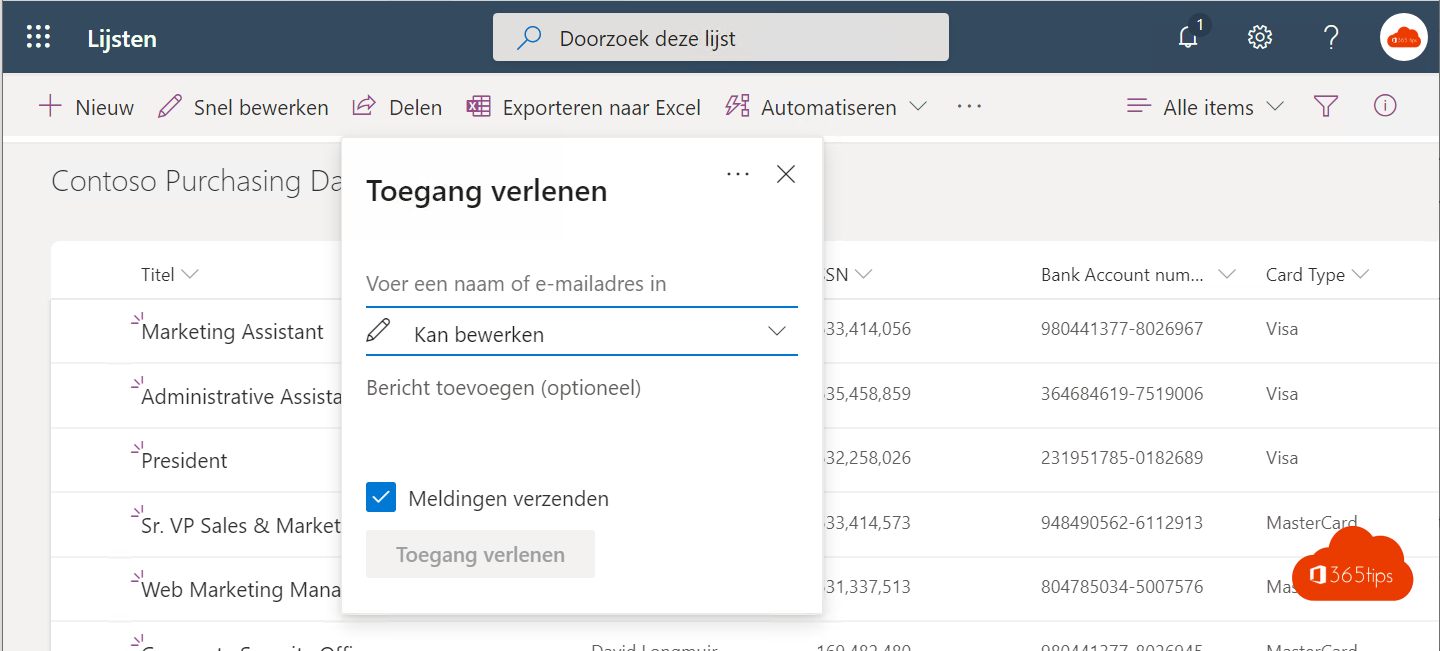 #5 Lists – Een lijst delen met collega's zodat ze data kunnen ingeven
