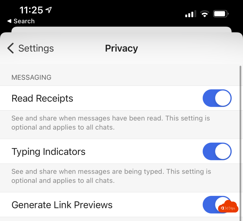 Read Receipts Signal disable enable