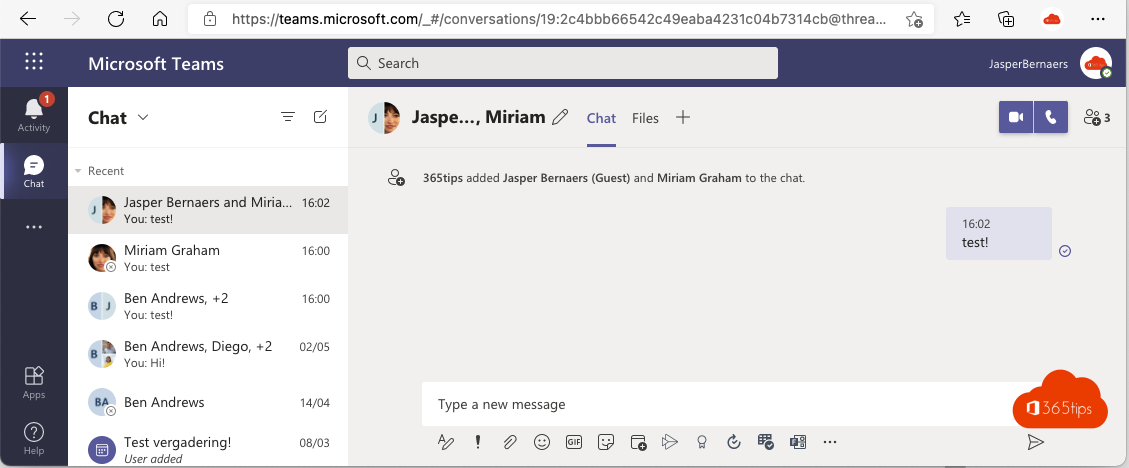 Hoe met externe en interne mensen een groepchat starten in Teams?