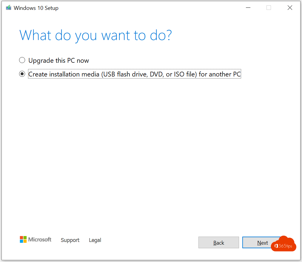 Create installation media Windows 10