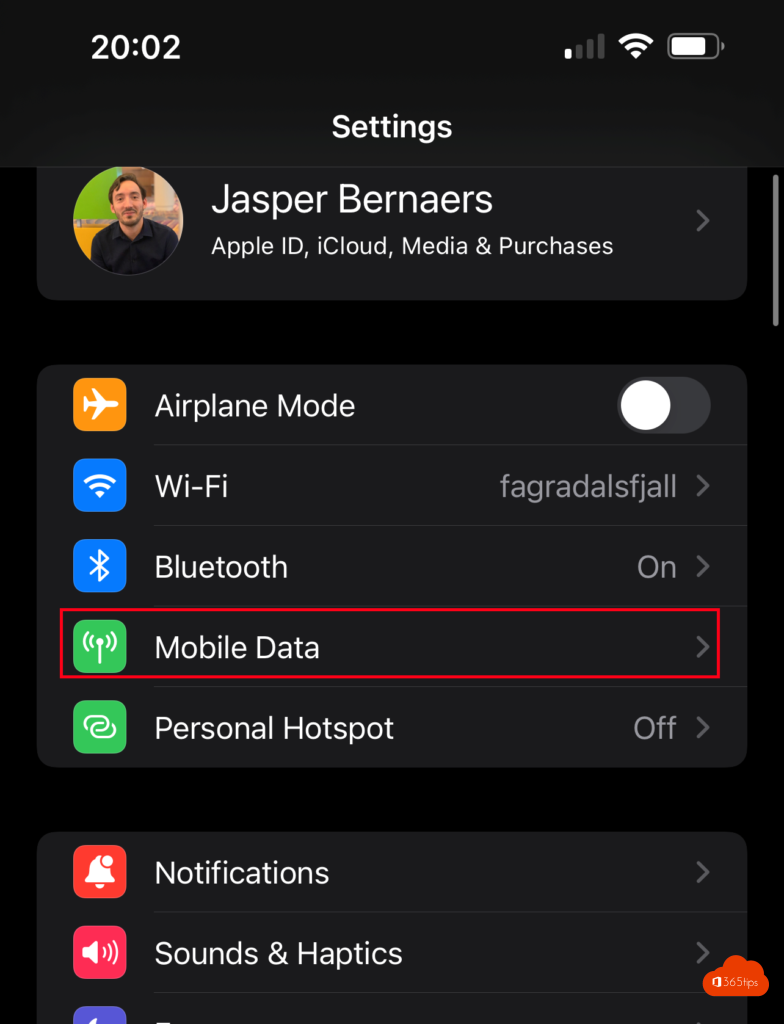 ios iCloud Media Airplane mode wi-fi, bluetooth, personal hotspot, notifications, sound & haptics
