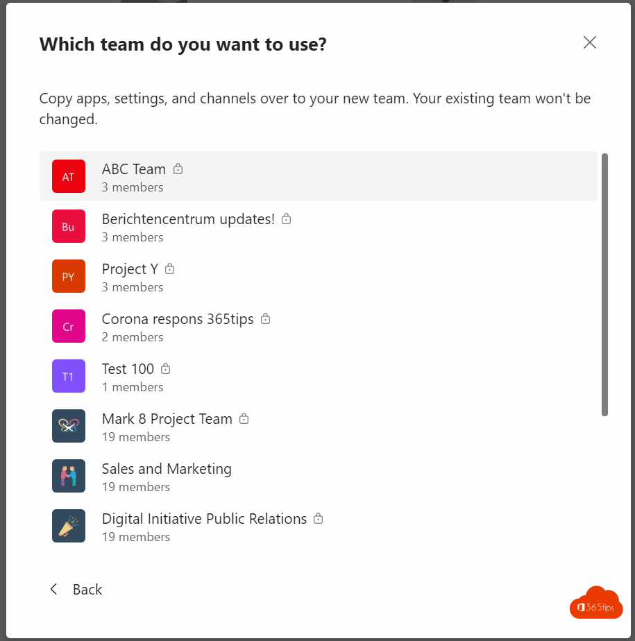 Which team do you want to use - copy paste