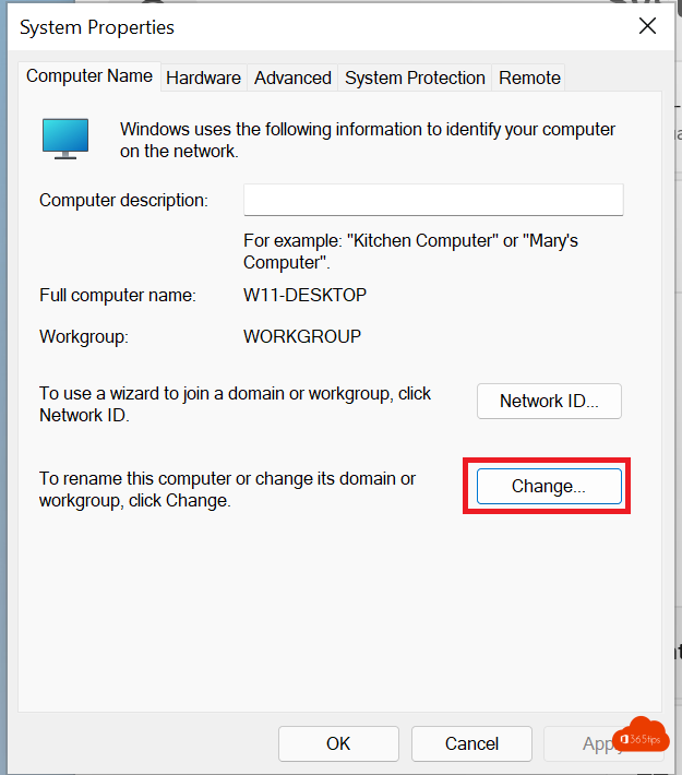 System Properties Windows 11 Change Domain