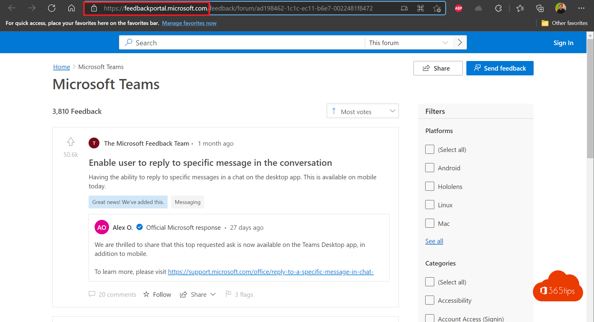 Van UserVoice naar Microsoft's Feedbackportaal