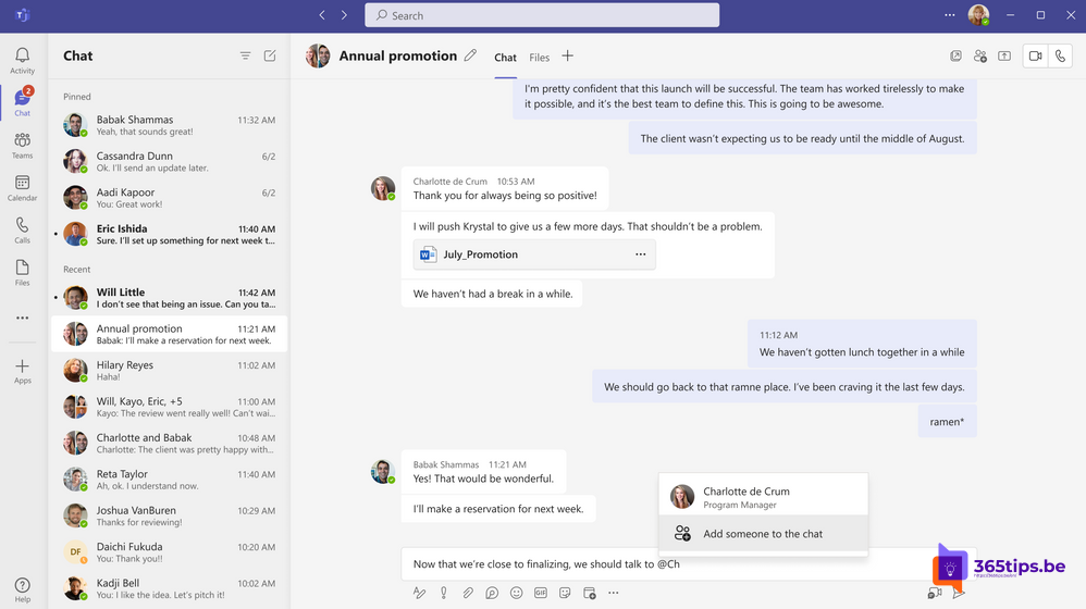 📱Nieuw: Voeg mensen toe aan een groepsgesprek met @mention in Microsoft Teams