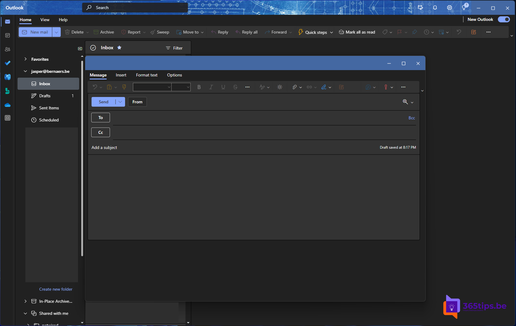 "Probeer de nieuwe outlook client" een nieuwe webgebaseerde client in plaats van een zware applicatie