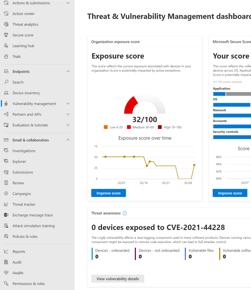 Microsoft Defender for Endpoint — vulnerability management recommendations