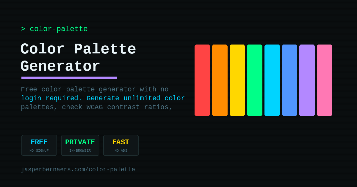 Free Color Palette Generator — No Login, Unlimited Colors, WCAG ...