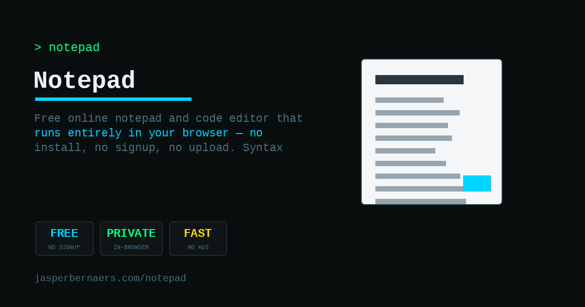 Online Notepad — Free Notepad++ Alternative & Code Editor, No Sign-Up