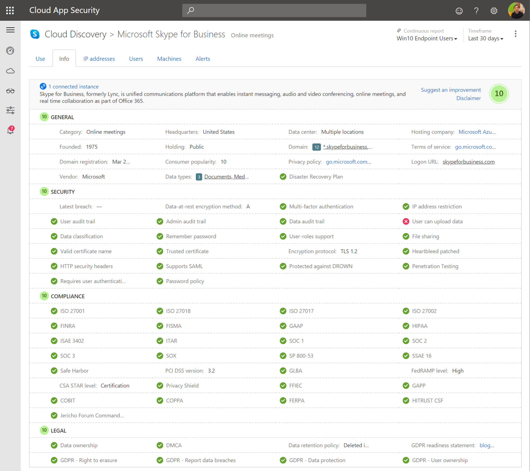 Microsoft Cloud App Security — data access and traffic overview